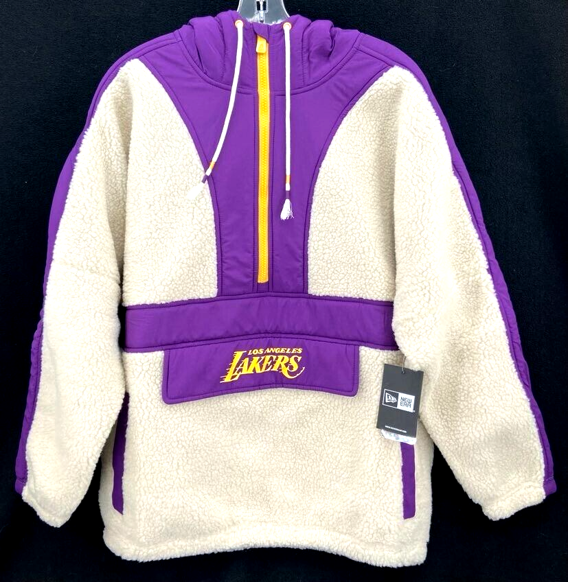 NEW Los Angeles LA Lakers New Era LS Sherpa Anorak Hoodie