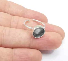 Round Blank Ring Setting Base Bezel Cabochon Antique Silver Brass (10mm) G26505
