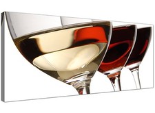 Red Cheap Canvas Wall Art of Red Wine Glasses for Kitchen 1067