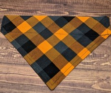 Dog Bandana OVER THE COLLAR Plaid Orange Black Dog Scarf Bandanas Bandanna