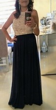Navy Blue/ Golden Fancy Formal  dress great for Prom or Wedding Size 9 