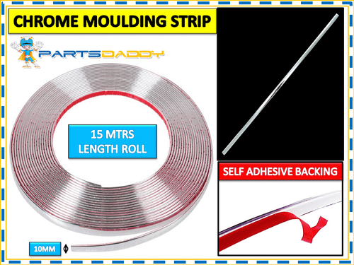 10MM x 15M CHROM STYLING ZIERLEISTE ZIERLEISTE SELBSTKLEBEND - METER METER FENSTER - Bild 1 von 2