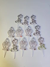 12 PRECIOUS MOMENTS Christmas Cupcake Cake Toppers/ Picks  1997