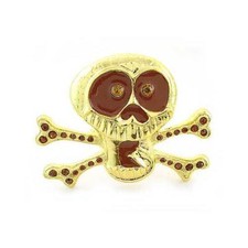Skeleton Pirate Gold Skull Cross Bones Rhinestones Fashion Metal Belt Buckle