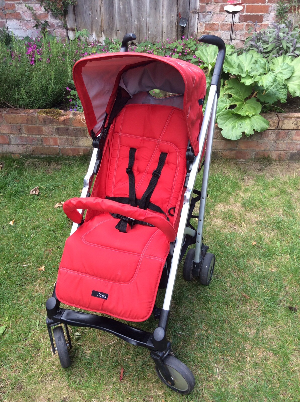 red pushchair
