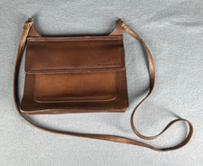 VTG Fossil Leather Crossbody Organizer Flap Saddle Bag Purse Brown Multi Pocket