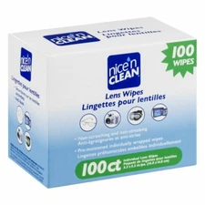 Nice 'N Clean Pre-Moistened Cleaning Anti-Stries Individual Lens Wipes 100 Count