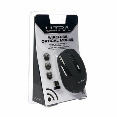Ultra Wireless Optical Mouse 2.4GHz 6Button 800/1200/1600dpi Cordless Mini Black