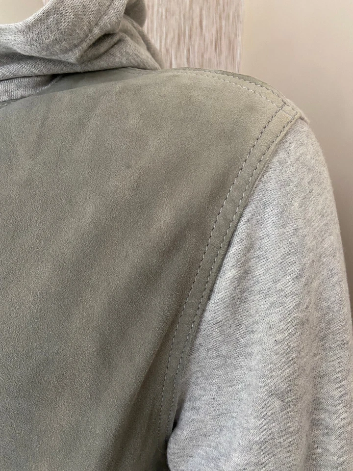Lot 78 Veste À Capuche En Cuir Suédé Et Jersey Neuve Avec Étiquette Taille 42" - Photo 4/4