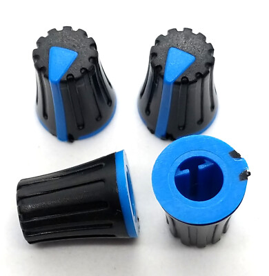 4 Blue & Black D-Shaft Pot Knobs for 6mm 270° DJ-TECH BEHRINGER SOUNDCRAFT MIXER