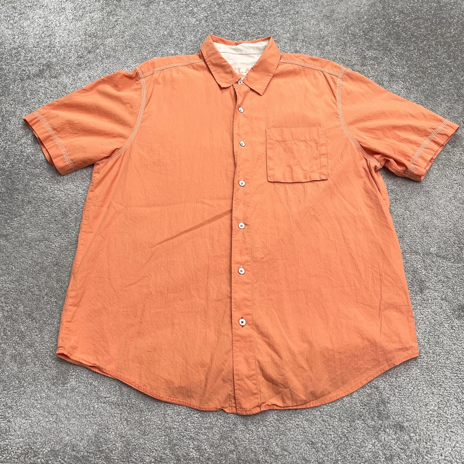 Tommy Bahama Island Modern Fit Relax Button Down Shirt Mens XL Orange Textured