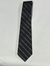 Mens Giorgio Cosani Black Striped Tie Pure Silk Hand Made NEW