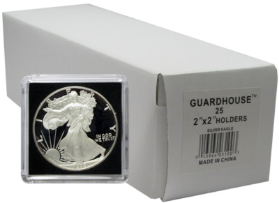 50 Guardhouse Tetra 2x2 Coin Holder Snap Capsule 40mm American Silver Eagle Case
