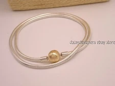 NEW Authentic Pandora Silver 14k GOLD Round Clasp Charm Necklace 590742HG 40