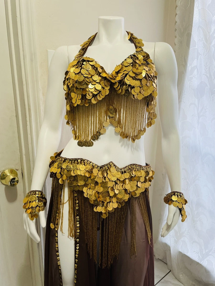 Vintage Handmade Turkish Gold Coin Beaded Belly Dance Professional