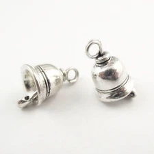 15PCS Vintage Silver Alloy 11mm Bell Charms Jingle Sound Pendant Jewelry Making