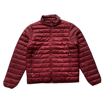 Tommy Hilfiger Men's Burgundy Water Resistant Thermal Insulation Packable  Jacket