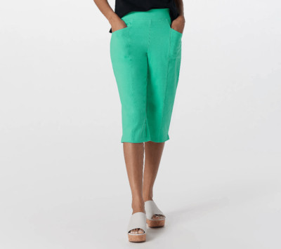 Denim & Co Womens 3X Active Duo Stretch Skimmer Pants Soft Jade Pockets NWT