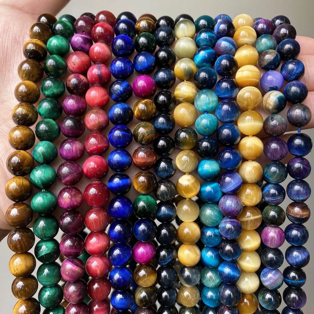 Natural Stone Multicolor Tiger Eye Round Loose Beads For Jewelry Making 4 6  8 10 12 14mm Diy Bracelet Accessories 15'' Strands - Beads - AliExpress