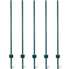 Fence Posts 5 Feet 5Pack Steel Fence Poles U-Channel U-Post Garden Wire Fence
