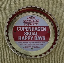 Copenhagen Skoal Happy Days Smokeless Tobacco Lid Cutter Opener - New Old Stock