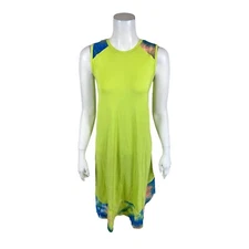 LOGO by Lori Goldstein Reg. Rayon 230 Dress with Tie-Dye Hem Lime X-Small Size