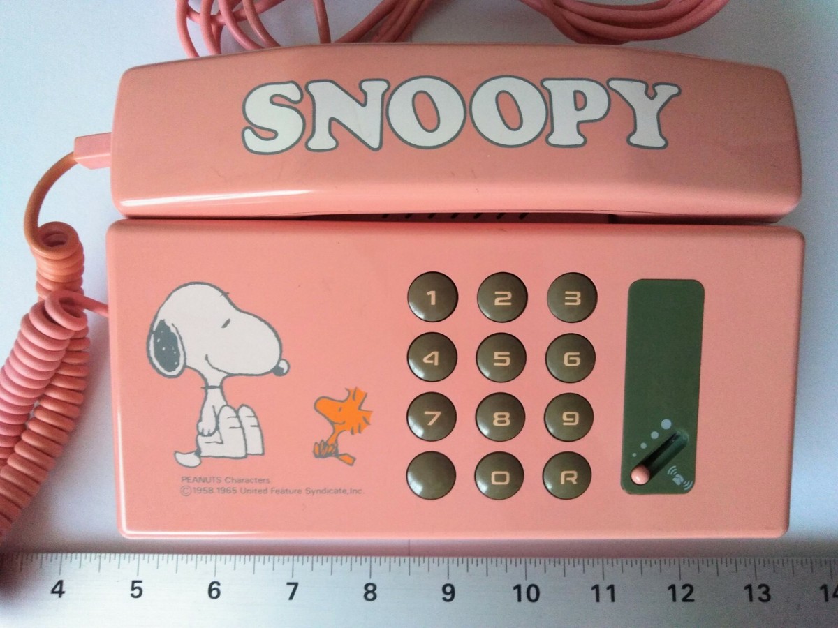 Vintage Snoopy Peanuts Push Button Phone 1983 Japan Woodstock Cute