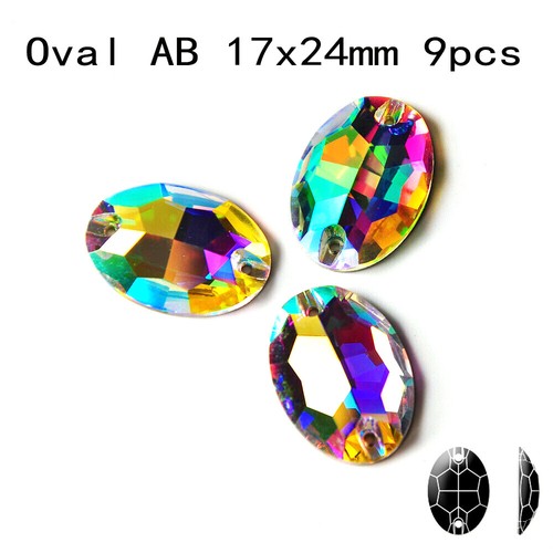 Stress Crystal AB Sew On Rhinestones Crystal Glass Teardrop Oval Navette Stones - Picture 21 of 58