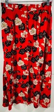Sag Harbor Skirt Floral Print Red Button-down Front