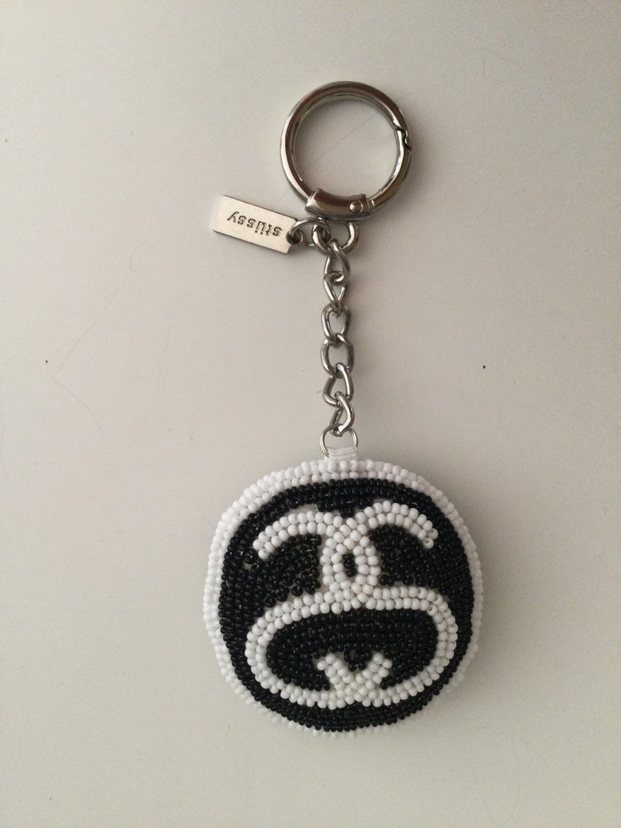 Stussy SS Link Beaded Black/White Ball Keychain | eBay