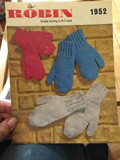 Mittens Knitting Pattern Double Knitting Wool Yarn Sizes: Round Hand 5” 6” 7”