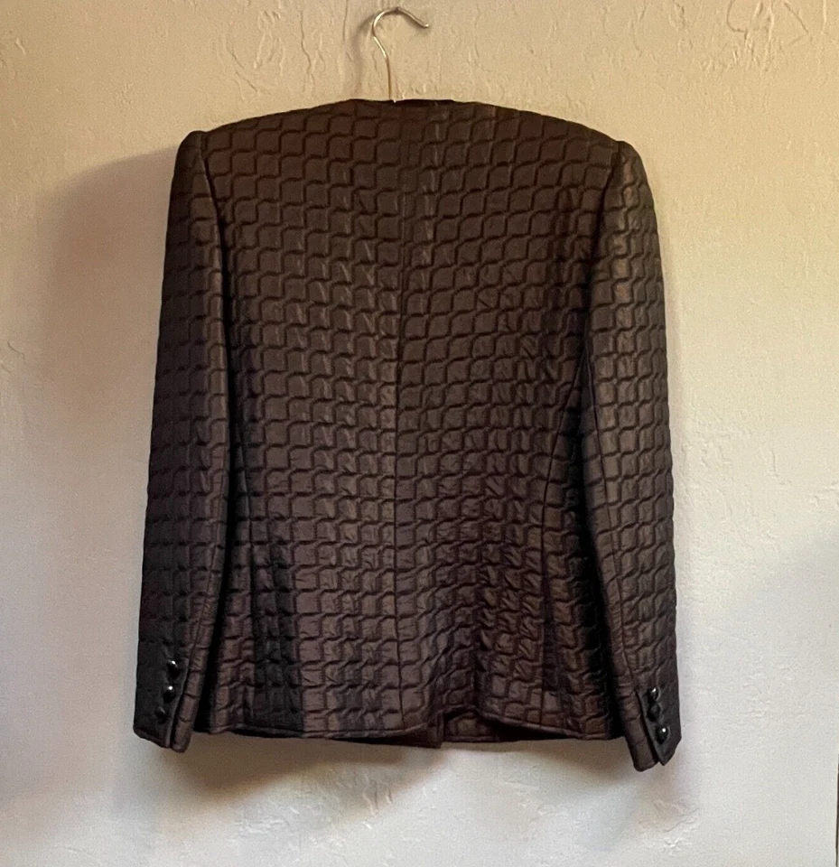 Chaqueta Blazer Oscar De La Renta Bergdorf Goodman Para Mujer 10 Cuadrada Acolchada Marrón Foto 2 de 4