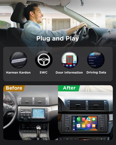 7" Android 13 DAB+ Apple CarPlay Car Stereo Radio GPS SatNav For BMW E39 520 530 - Picture 10 of 21