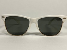 Vintage White Clubmaster Sunglasses Gold Rim Green Lenses NOS Italy Design