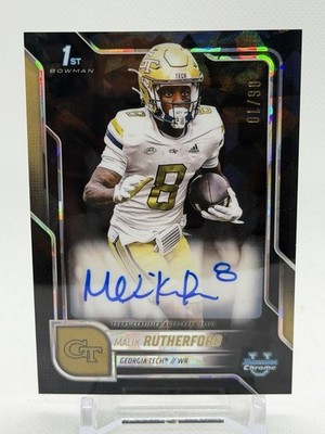 2025 Bowman Chrome U Sapphire Malik Rutherford 1st Black /10 Auto Variation