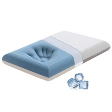 Memory Foam Thin Pillows for Sleeping,3.25'' Orthopedic Cervical Neck Pillow ...