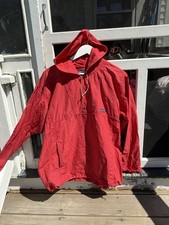 VTG 90s Patagonia Men s Anorak Jacket Hooded Half-Button Drawstring Red XL Wind