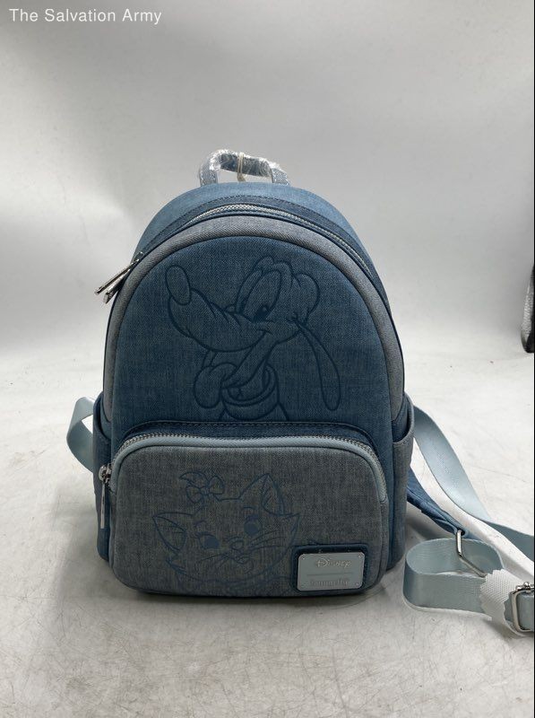 Loungefly Disney Unisex Kids Blue Faux Denim Dogs And Cats Travel Mini Backpack