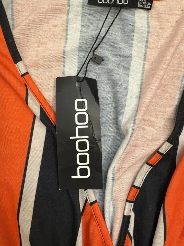 Mameluco de una pieza Boohoo para mujer envolvente sintética naranja/negro talla 4 nuevo con etiquetas Foto 4 de 4