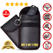 2x Car Key Signal Blocker Faraday Pouch Case Fob Keyless RFID Blocking Cage UK