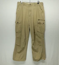 American Eagle Cargo Pants Mens 32x28 Khaki  100% Cotton Military