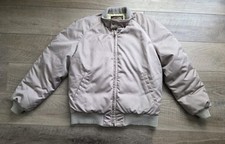 Eddie Bauer Vintage Men's Bomber Jacket Goose Down Taupe Beige GUC