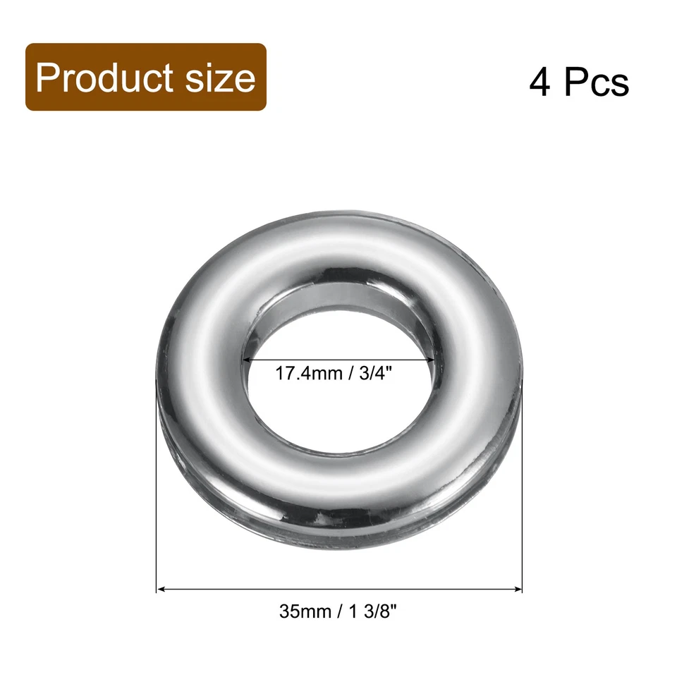 Винтовые люверсы для штор из цинкового сплава 3/4 дюйма (17,4 мм), серебристые 4 шт. - Изображение 2 из 4