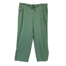 Gap Wide Leg Linen Pants Women Large Sage Green Lagenlook Flowy Drawstring 36x29