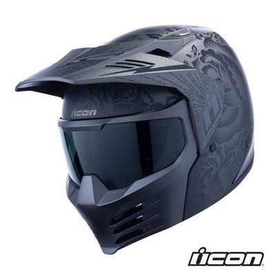 Icon Elsinore Darkgard Modular Street Motorcycle Black Helmet - Pick Size