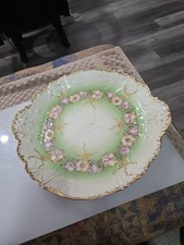Antique Limoges France Gold Gilded With Flowers 12 Inch Plate.