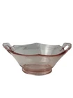 Vintage Hand Blown Glass Pink Candy Dish Pink Egg Habour Square Handled
