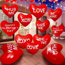12 Pcs Giant Valentine's Day Inflatable Heart Blow up Outdoor Decorations Inc...