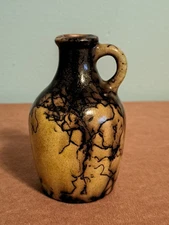 Horsehair Raku Signed Pottery Jug Pitcher Vase  4.5 Inch