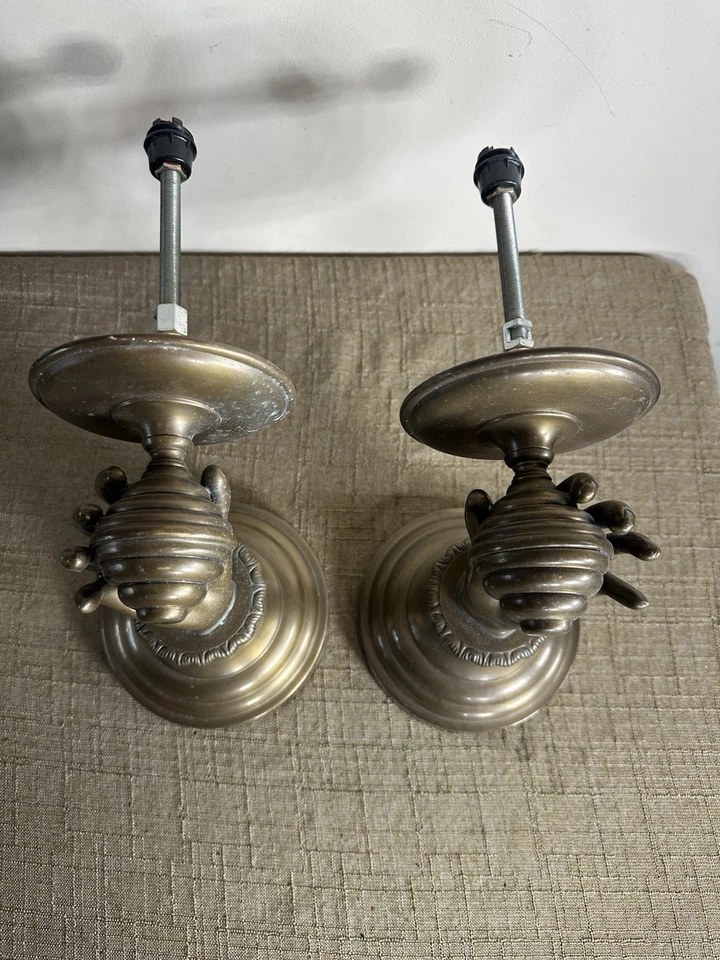 Aplique de pared Juego de (2) candelabros de luz Sputnik de latón globo manual mediados de siglo Foto 4 de 4